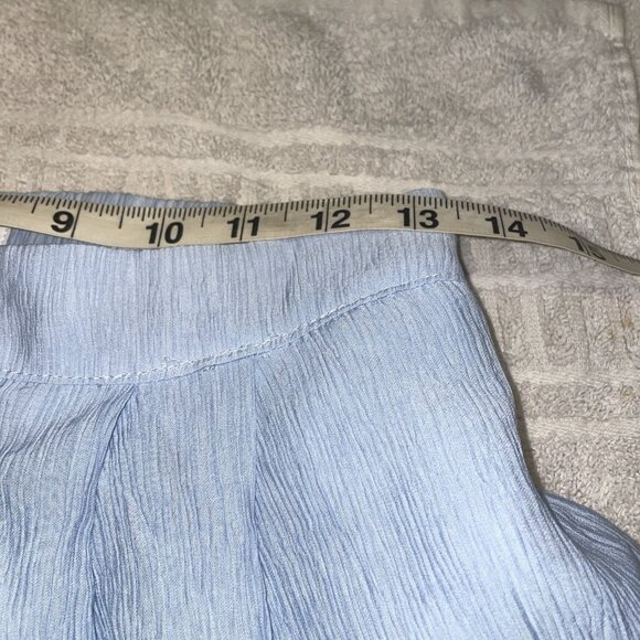 The Native One Pants Light Blue Crepe Pleats Very Wide Leg Elastic Waist Wms M - Picture 9 of 12